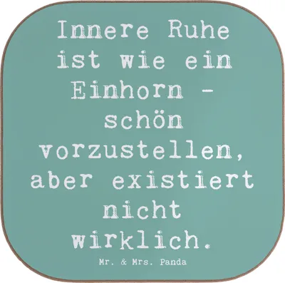 Produktbild von Mr. & Mrs. Panda Tischuntersetzer Spruch Innere Ruhe - Meeresbrise - Geschenk, Tassenuntersetzer, Gelassenheit, Stimmungen, Einhorn, gläseruntersetzer, Untersetzer Glas