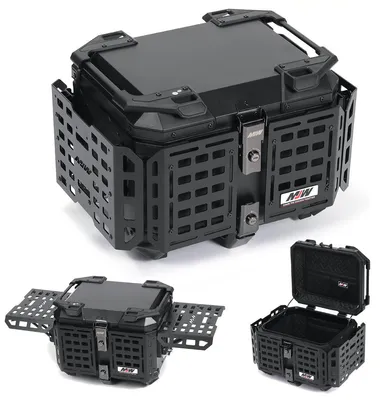 Produktbild von 45L Motorrad Topcase Aluminium Wasserdicht, Abschließbar, Universal Top Box mit PolyurethanInnenfutter, faltbare Schutzpaneele, Gepäckkoffer Motorrad