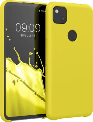 Produktbild von kwmobile Hülle kompatibel mit Google Pixel 4a Hülle - Silikon Handy Case - Handyhülle weiche Oberfläche - kabelloses Laden - Zitronengelb