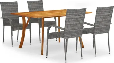 Produktbild von vidaXL 5-tlg. Garten-Essgruppe Grau