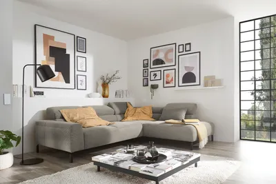 Produktbild von KAWOLA Sofa DELIA Ecksofa Feincord grau Recamiere rechts