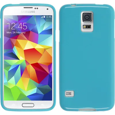 Produktbild von PhoneNatic Case kompatibel mit Samsung Galaxy S5 - blau Silikon Hülle Candy + 2 Schutzfolien