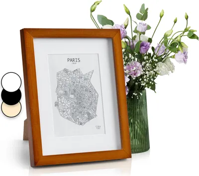 Produktbild von Casa Chic Bilderrahmen mit Passepartout, 28x23 cm Bilderrahmen für Urkunde & Collage, Glas Bilderrahmen, Fotorahmen Stehend/Wandmontage, Rahmen Vertikaler/Horizontaler Gebrauch, Bilderrahmen aus Holz