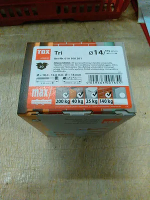 Zdjęcie produktu dla TOX Tri, Wtyczka ścienna, Beton, Czerwony, Niemcy, 1,4 cm, 75 mm