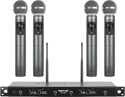 Immagine prodotto di Sistema di microfoni wireless - Kit di microfoni wireless - Sistema di microfoni per karaoke - Kit di microfoni UHF