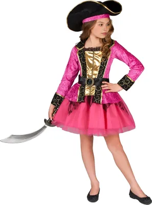A young girl wearing a pirate costume.