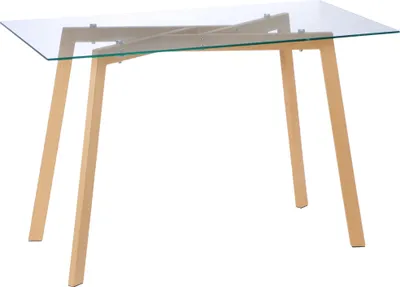 Produktbild von Glastisch Esstisch 4 Personen Holzoptik Stahlgestell 120x60x76 cm