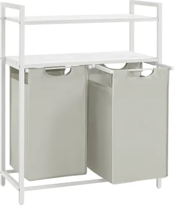 Produktbild von VASAGLE Wäschekorb, 2 Fächer, 2 Ablagen, einfach abnehmbar, 2 x 46 Liter