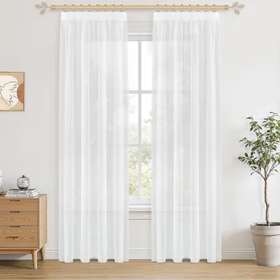 Obrázok produktu pre Záclona 140 x 225 cm, súprava 2 ks, biela, pre obývaciu izbu