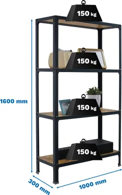 Immagine prodotto di SIMONHOME CLICK WOOD PLUS 4/300 Scaffale in metallo ANTRACITE/OSB