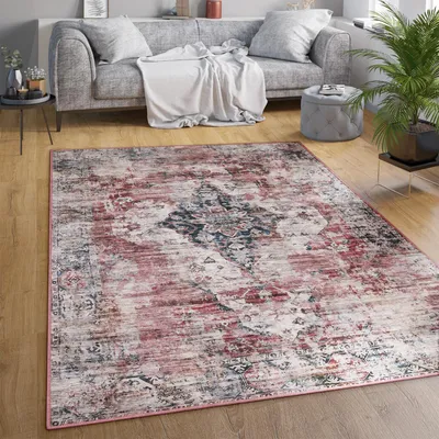 Produktbild von Teppich Wohnzimmer Flachgewebe Orient Marokkanisch Ornamente Vintage Waschbar Grösse 80x150 cm