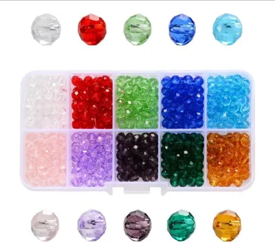 Obrázek produktu pro Perlen Set Box - facettierte 8 mm Acrylperlen, ca. 300 Stk, 12,9 x 6,5 x 2,3 cm