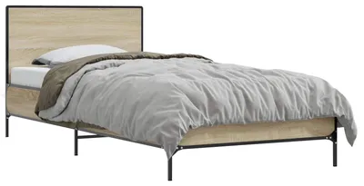 Image de vidaXL Sommier avec tête de lit en chêne Sonoma 80 x 200 cm, bois d'ingénierie
