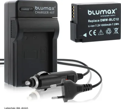 Produktbild von 1x Akku + Lader für Panasonic DMW-BLC12 DMW-BLC12E DMC-FZ2000 G85 1000 mAh