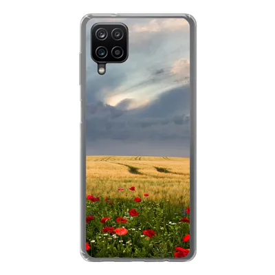 Produktbild von MuchoWow® Handyhülle Schutzhülle Hülle für Samsung Galaxy A12 Blumen - Weizen - Wolken Silikon Softcase Handy Hülle - Bild