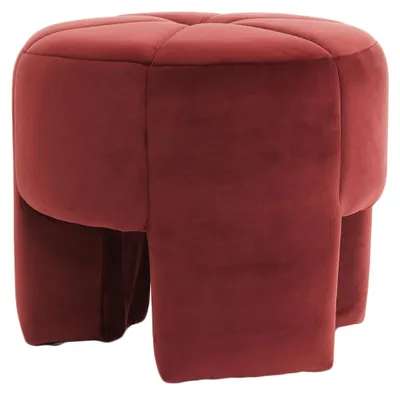 Image de Pouf BATOEMI en velours bordeaux – Ø51x45 cm