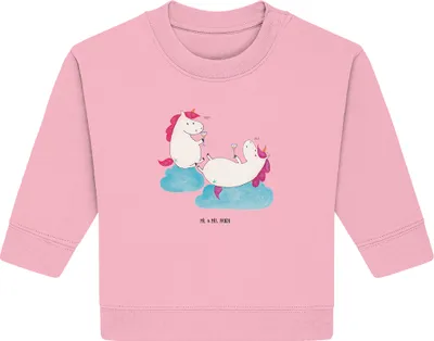 Produktbild von Mr. & Mrs. Panda Organic Baby Pullover Einhorn Sekt 12. - 18. Monat - Baumwolle Pink - Geschenk, BFF, Korken, Unicorn, Bullover, Party, Einhörner