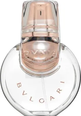 A clear, front-facing studio shot of a Bvlgari Omnia Crystalline Edt Spray bottle.