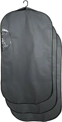 Produktbild von Kleidersack 3er Set, mit Sichtfenster, 60x114x10 cm, grau