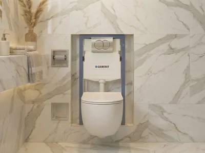 Produktbild von BADLAND MEGA PACK: Vorwandelement Duofix + Toilette Slim Soft-Close ROLO Weiß + Matte + Wallbox und Platte in Chrom