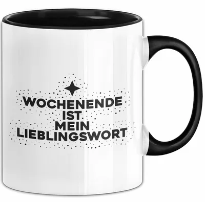 Produktbild von Wochenende ist mein Lieblingswort Tasse mit Spruch Geschenk Freundin (Schwarz)