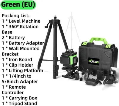 Immagine prodotto di Laser a linee incrociate 4D - 16 linee tipo D - verticali e orizzontali - autolivellante 3° - laser verde - batteria agli ioni di litio - arancione