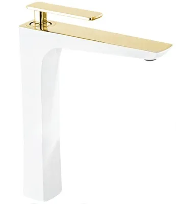 Immagine prodotto di Mexen Indus rubinetto lavabo alto, bianco/oro - 744610-25