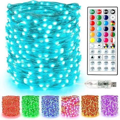 Zdjęcie produktu dla Girlanda świąteczna 10 m, 100 diod LED RGB, zasilanie USB, do użytku wewnątrz i na zewnątrz