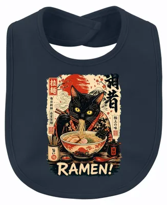 Productafbeelding van RAMEN! Zwarte Kat Japan Anime Manga Noedels Retro Y2K Otaku Babylapje, Marineblauw, One Size