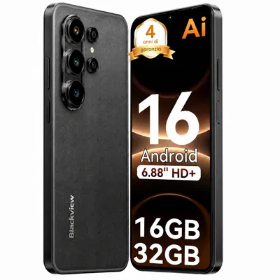 Immagine prodotto di Smartphone Blackview Wave 10C senza contratto, Android 16, 6,88", 120 Hz, 1080p, doppia SIM, Face ID, 5000 mAh, Gemini AI, DokeOS 5.0, 1080p, 4G