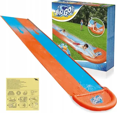 Obrázok produktu pre BESTWAY 52328 Dvojitá vodná šmýkačka Vodná šmýkačka Slip and Slide integrovaný vodný postrekovač 488 cm x 138 cm (R13) D590