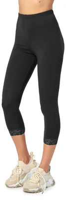 Image de Leggings capri 3/4 pour femme Merry Style en coton avec dentelle MS10-224 (noir, L)