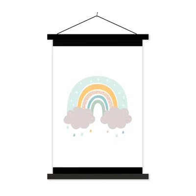 Produktbild von MuchoWow® Textilposter Regenbogen - Wolken - Regen - Kinder - Pastell 40x53 cm mit schwarzem Rahmen - Abbildung