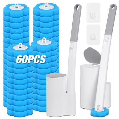 Image de Brosse de toilette jetable avec 60 recharges de nettoyage