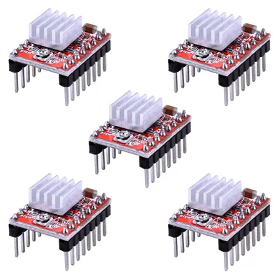 Immagine prodotto di Modulo driver per motori passo-passo A4988 con dissipatore di calore, confezione da 5 pezzi, per stampanti 3D