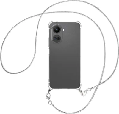 Produktbild von Handykette Backcover-Schutzhülle mit Band (Metall silberfarben) für Huawei nova 10 SE (BNE-LX1,LX3) - silberfarbene Snake-Kette