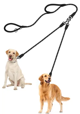 Immagine prodotto di Omgoods - Guinzaglio doppio per cani, senza rischio di aggrovigliamenti, con impugnature ergonomiche