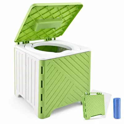 Produktbild von Faltbares Kinder Töpfchen, tragbares Reise WC mit 15 Beuteln, mobiles Babytöpfchen mit weichem PVC Sitz, für Reisen, Camping & unterwegs