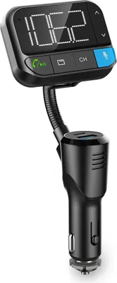 Produktbild von Nedis Kfz Audio FM Transmitter - Schwanenhals - Freisprechfunktion - 2.00 " - Scharz-weiß Monitor - Bluetooth - PD 20 W / QC 3.0 - Schnellladung - Bass Boost - Google Assistant / Siri - Schwarz