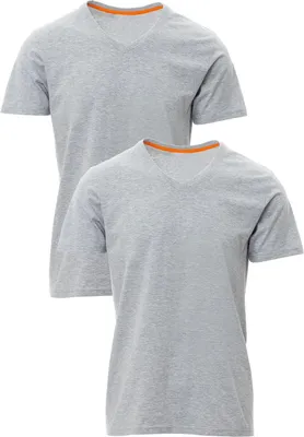 Produktbild von Mivaro Herren 2er Pack T-Shirt mit V-Ausschnitt in Grau meliert - kurzarm V-Neck Shirt aus 93% Baumwolle / 7% Viskose, Regular Fit, feinmaschiges Gewebe, Größen S bis 5XL