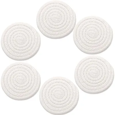 Immagine prodotto di Omgoods - Set di 6 sottobicchieri in cotone intrecciato, stile boho, colore bianco