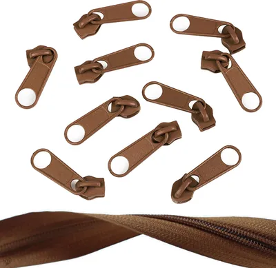Produktbild von 10 Reißverschluss Zipper für Endlosreißverschluss, 5mm, Farbauswahl, Farbe:eichelfarben