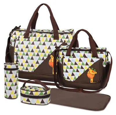 Immagine prodotto di 5 pezzi borsa mamma per biberon, cibo, pannolini, grande capacità, maternità