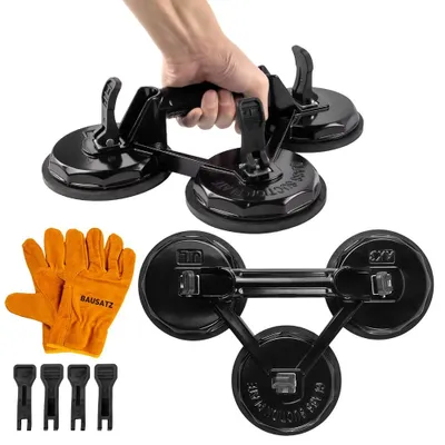 Saugheber 140kg, Aluminium, 3-Klau, 2er-Pack, für Glas & Fliesen