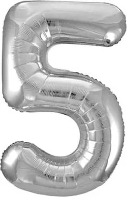 Produktbild von Minifolienballon Zahl 5 silber - ca. 40 cm