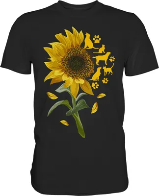 Produktbild von Katzen Hunde Sonnenblumen Shirt Gärtner Tiere Garten Motiv – Black / L