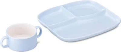 Produktbild von Keramikkinderbord blauw 3-fach menübrett mikrowellenfest