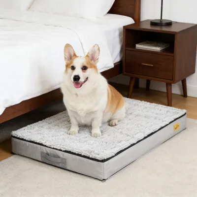 Productafbeelding van WISFOR Hondenbed, orthopedisch, hondenmat, dierenbed, hondenbank, kattenbed, ontworpen voor gewrichtscomfort, wasbaar, waterbestendig, afmetingen: L 95 x 70 x 8 cm