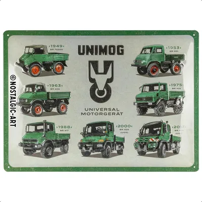 Image de Nostalgic-Art - Plaque métallique 30 x 40 cm - Daimler Truck - Tableau des modèles Unimog