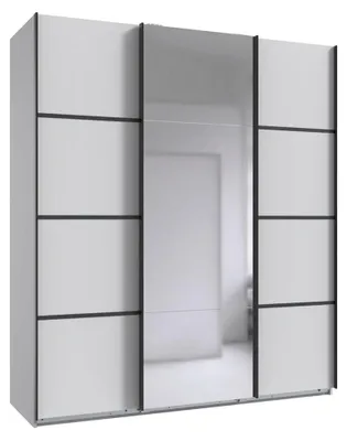Immagine prodotto di Armadio Jork design ad ante scorrevoli con specchio selezionabile a 3 ante, bianco / grafite